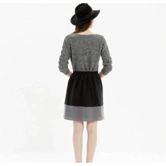 📚Madewell • Premier Gray Black Colorblock Silk Skirt B0446 - Size Small - Picture 2 of 7